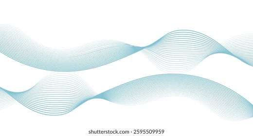 Abstract blue smooth waves on white background. modern