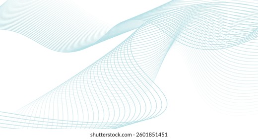 Abstract blue smooth waves on white background.Vector illustration. modern line wave
