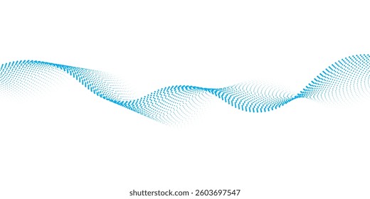 Abstract blue smooth waves on white background modern line blue
