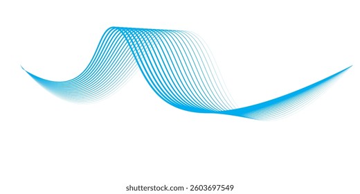 Abstract blue smooth waves on white background modern line blue