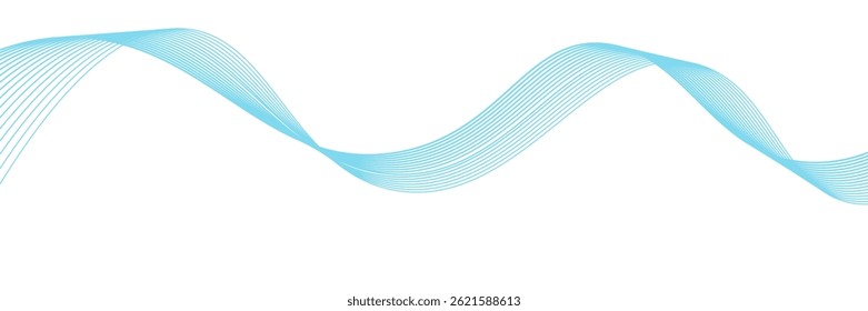 Abstractas ondas suaves azules sobre fondo blanco. Ilustración vectorial.