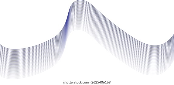 Abstract blue smooth waves on white background Futuristic white abstract background.