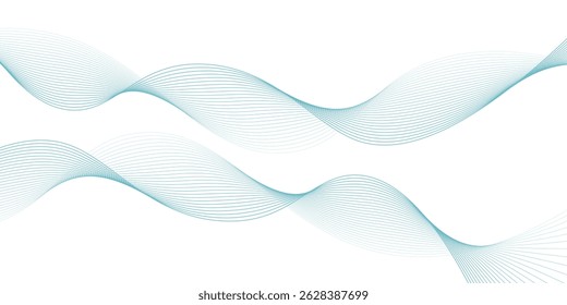 Abstract blue smooth waves on white background.Vector illustration.