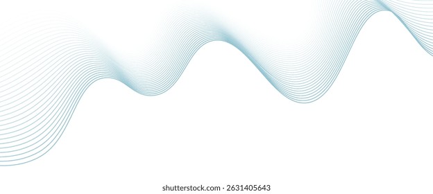 Abstract blue smooth waves on white background.Vector illustration.