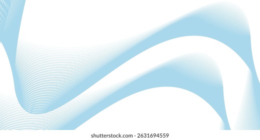 Abstract blue smooth waves on white background. Dynamic sound waves. Design elements. eps10