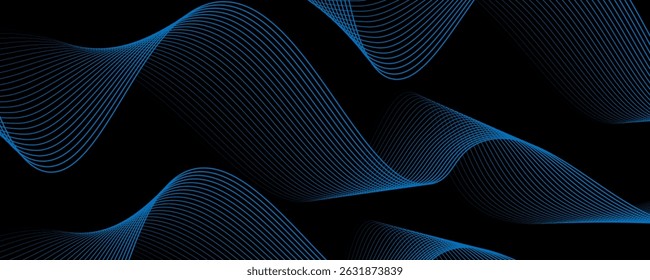 Abstract blue smooth waves on white background.Vector illustration.