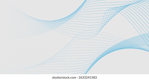 Ondas suaves azuis abstratas sobre fundo branco. Ondas sonoras dinâmicas. Ilustração vetorial.