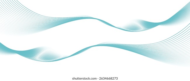 Abstrato ondas suaves azuis no fundo branco.Ilustração vetor.