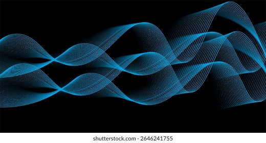 Abstrakte blaue, glatte Wellen auf weißem Hintergrund.Vektorgrafik.