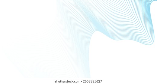 Abstract blue smooth waves on white background. dynamic design simple art good nice wave
