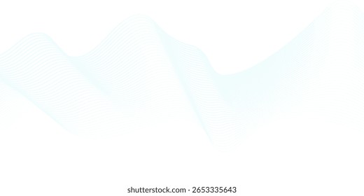 Abstract blue smooth waves on white background. dynamic design