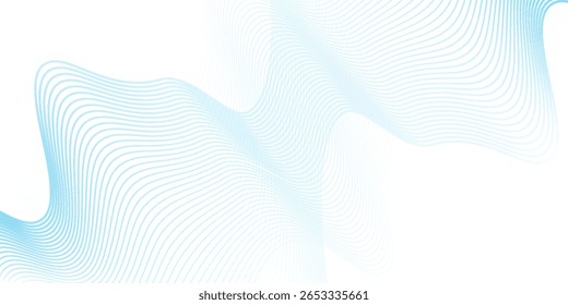 Abstract blue smooth waves on white background. dynamic design simple art good nice wave illustrations