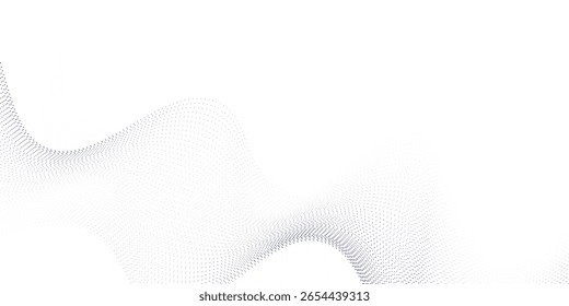 Ondas suaves azules Abstractas sobre fondo blanco Onda de puntos suaves Curva de arte digital fluida