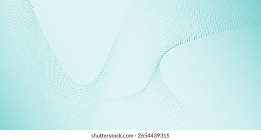 Abstract blue smooth waves on white background  smooth dots line