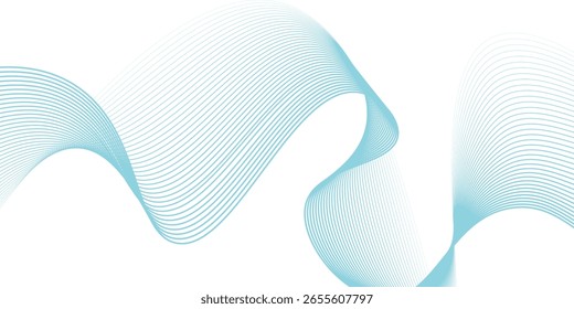 Abstract blue smooth waves on white background.Vector illustration modern line  arts