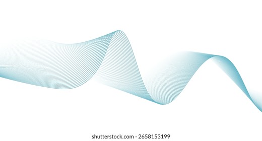 Abstractas ondas suaves azules sobre fondo blanco. Ilustración vectorial. Fondo abstracto de Vector con ondas azules dinámicas.