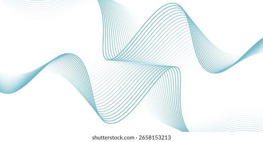 Abstract blue smooth waves on white background.Vector illustration.