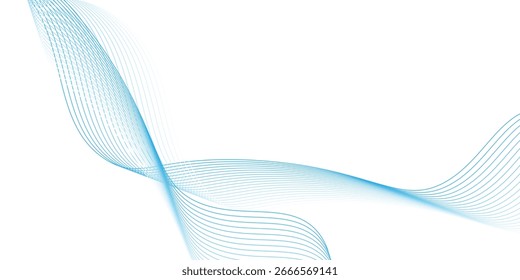 Abstract blue smooth waves on white background.Vector illustration.
