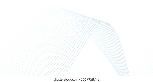 Abstract blue smooth waves on white background simple modern art