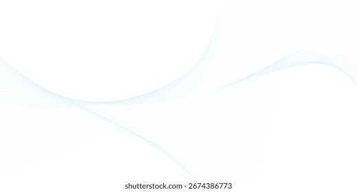 Abstract blue smooth waves on white background simple art