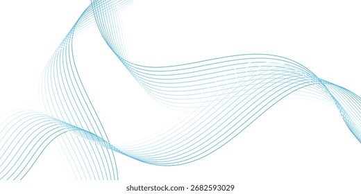 Ondas suaves azules Abstractas sobre fondo blanco. Vector abstracto EPS10