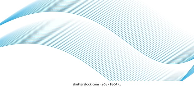 Abstrato ondas suaves azuis no fundo branco.Ilustração vetor.