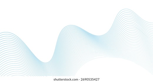 Abstract blue smooth waves on white background. dynamic art science