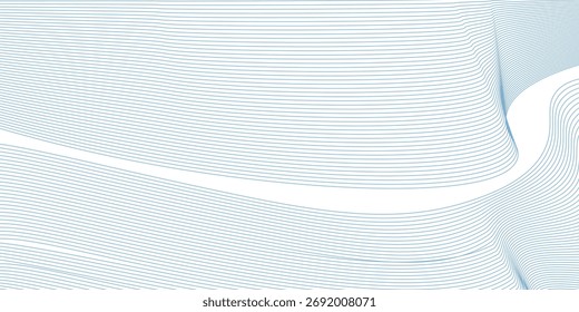 Ondas suaves azules Abstractas sobre fondo blanco. Ondas sonoras dinámicas. Ilustración vectorial.