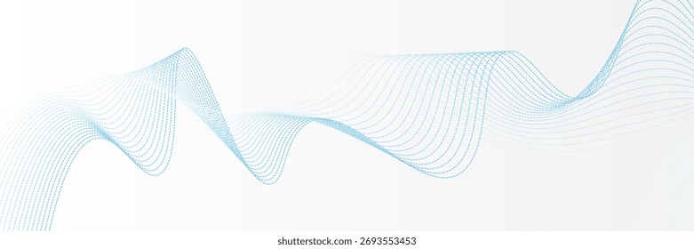 Ondas suaves azules Abstractas sobre fondo blanco. Ondas sonoras dinámicas. Elementos de diseño. Diseño moderno de moda en Ilustración vectorial