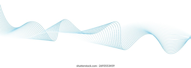 Abstract blue smooth waves on white background. Dynamic sound waves. Design elements. vector eps10