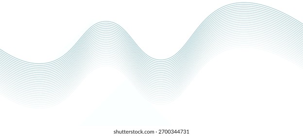 Abstract blue smooth waves on white background.Vector illustration.