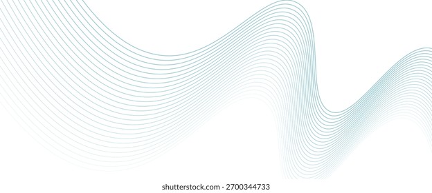 Abstract blue smooth waves on white background.Vector illustration.