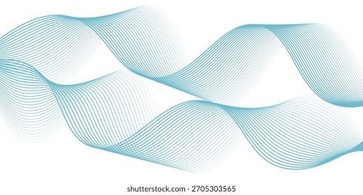 Abstrato ondas suaves azuis no fundo branco.Ilustração vetor.