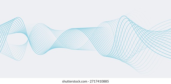 Abstrato ondas suaves azuis no fundo branco.Ilustração vetor.