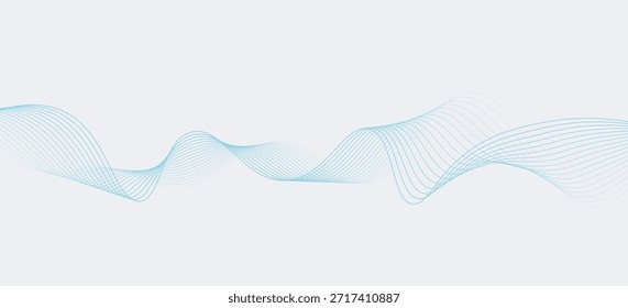Abstrato ondas suaves azuis no fundo branco.Ilustração vetor.