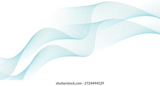 Abstrato ondas suaves azuis no fundo branco.Ilustração vetor.