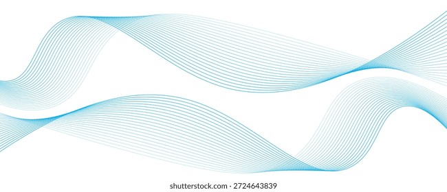 Ondas suaves azuis abstratas sobre fundo branco.Ilustração vetorial.eps10