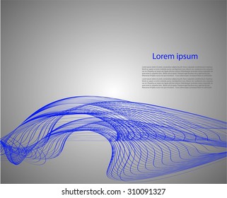 Abstract blue smooth waves on gray background