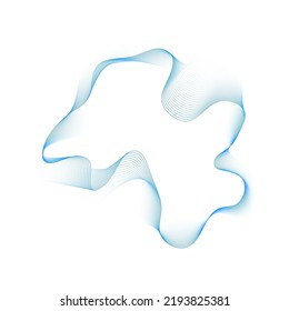 Resumen círculo ondulado azul liso sobre un fondo blanco. Ola de sonido dinámica. Concepto de música ecualizador. Elemento de diseño. Ilustración vectorial.