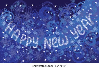 Abstract blue snow background. Vector
