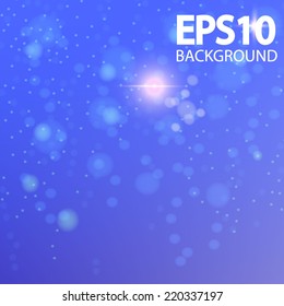 Abstract blue snow bokeh. Vector background.