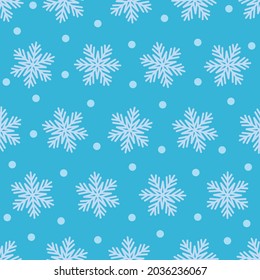 abstract blue snow flake color seamless pattern for new year, Christmas happy celebrate theme for background, wallpaper, wrapping paper, cover, card, banner, label, texture, textile etc. vector design