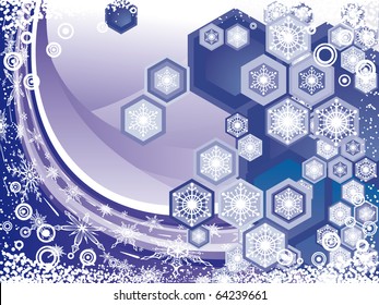 Abstract blue snowflakes background