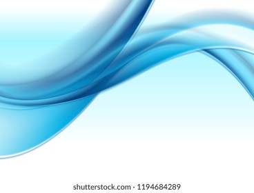 Abstract blue soft elegant iridescent waves background. Modern wavy vector design