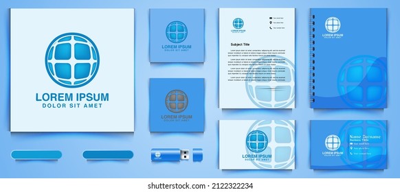 abstract blue solar panel logo and business branding template Designs Inspiration Isolated on White Background
