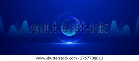 Abstract Blue Sonic Pulse and Glowing Glass Sphere Banner