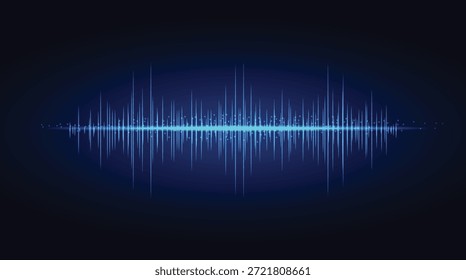 Ilustración de forma de onda de frecuencia de sonido azul Abstractas que representa el espectro de señal de audio digital