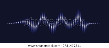 Abstract blue sound wave with glowing vertical bars on a dark background. Ideal for music visualizers, audio equalizers, DJ interfaces, and futuristic technology themes.