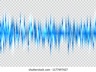 Abstract blue sound wave pattern elements with glowing on tranperency background. Technology digital equalizer. Vector illustration