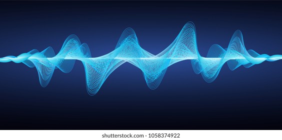 Abstract blue sound waves. Effect wavy lines.